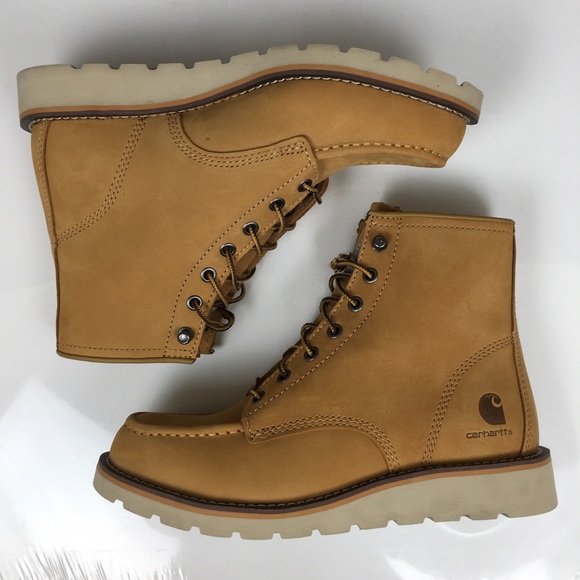 Carhartt Womens 6" Moc Toe Wedge Work Boot NEW Tan Lightweight Soft Toe Ankle - Picture 12 of 14